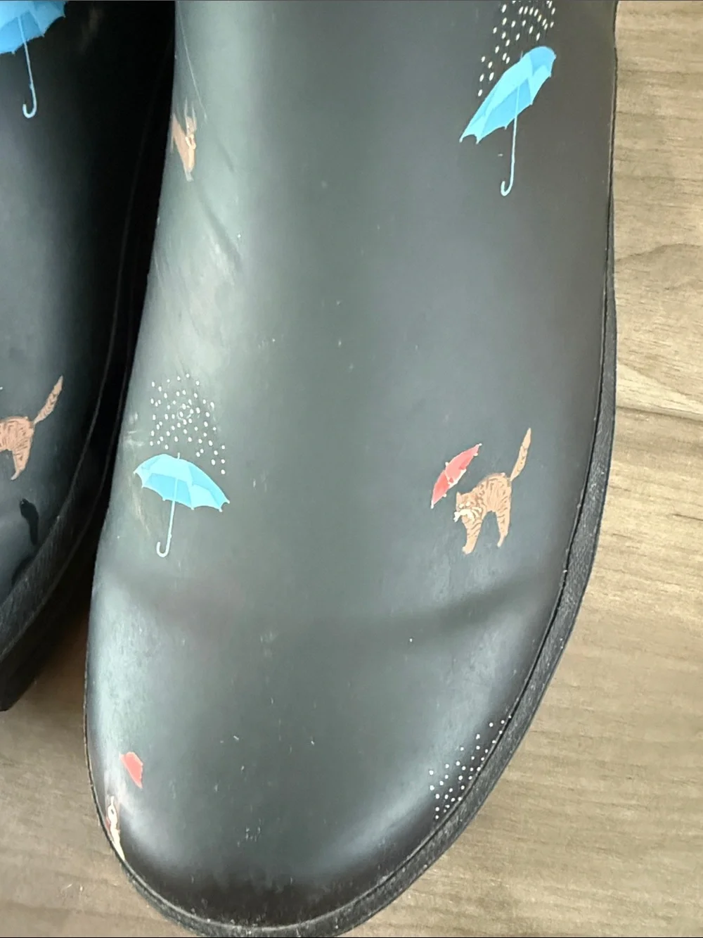Joules Wellibob Black Women’s Ankle Rain Boots with Umbrella & Dog Print Size 9